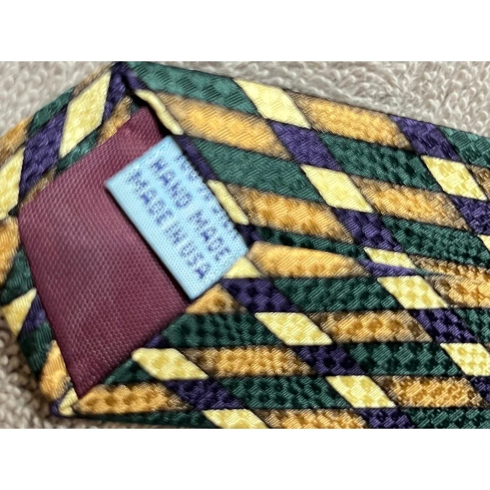 Vintage Abercrombie Fitch USA Silk Wide Geometric Designer Necktie 90s‎